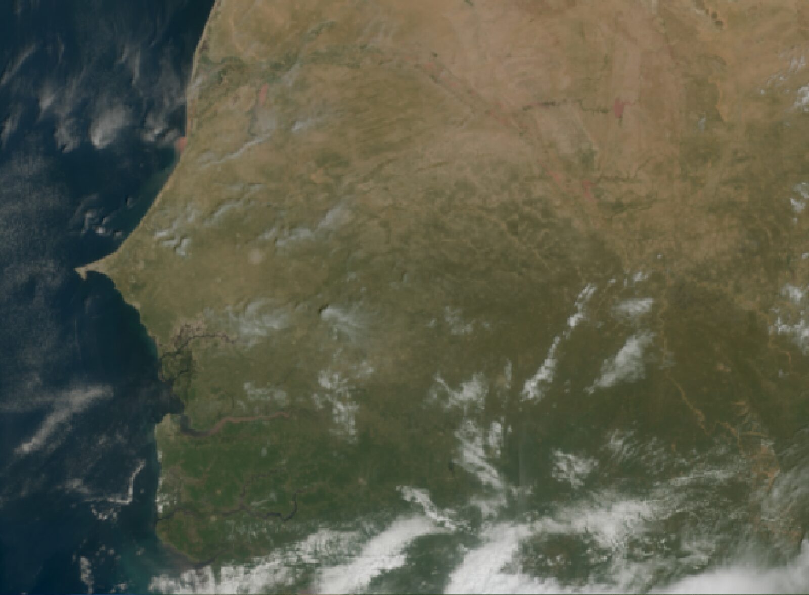 Le ciel au-dessus du Sénégal vu par le satellite Meteosat, Sam 17 à 11 h