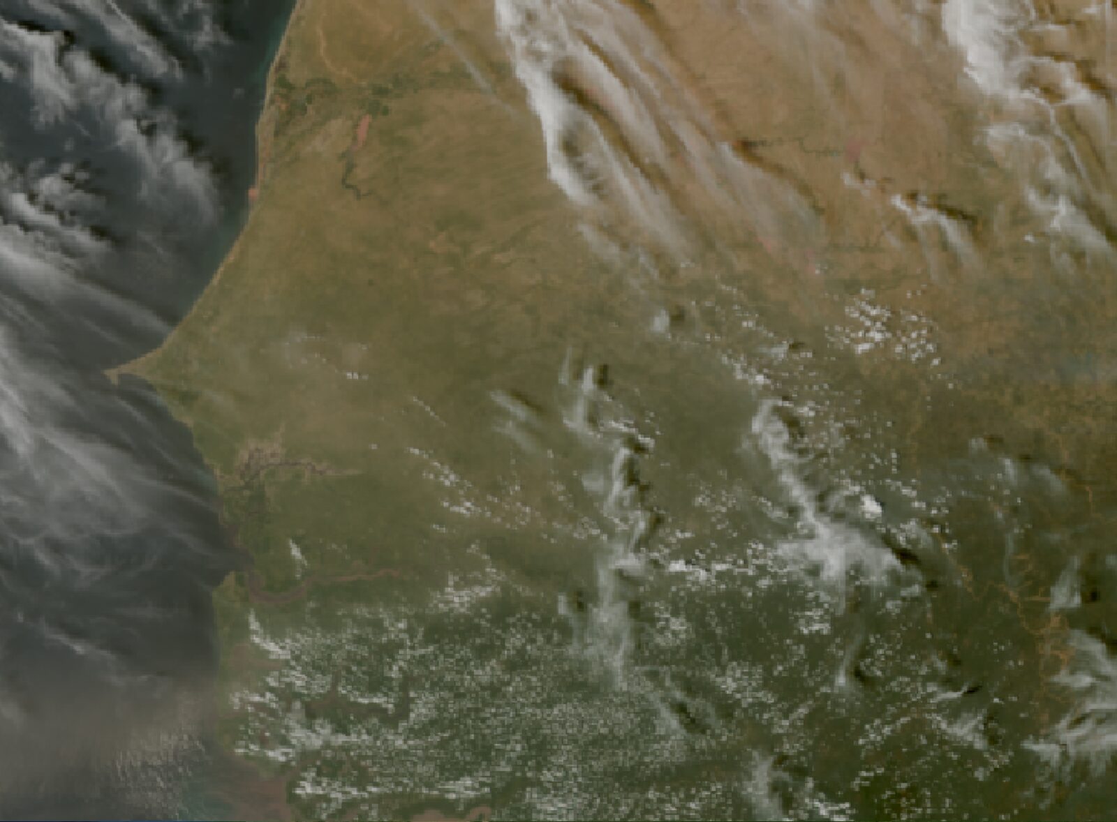 Le ciel au-dessus du Sénégal vu par le satellite Meteosat, Dim 25 à 15 h
